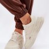Beige Sport Shoes in Women`s Athletic Shoes, Trainers, Sneakers with Fabric, Footbed, Upper Height and Platform Height