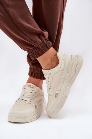 Beige Sport Shoes in Women`s Athletic Shoes, Trainers, Sneakers with Fabric, Footbed, Upper Height and Platform Height