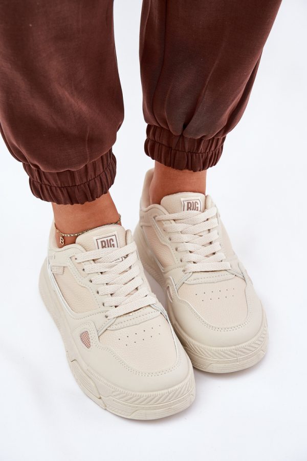 Beige Sport Shoes in Women`s Athletic Shoes, Trainers, Sneakers with Fabric, Footbed, Upper Height and Platform Height