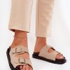 Beige Flip-flops in Sandals & Flip-Flops For Women with Fabric, Footbed and Platform Height