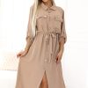 Beige Daydress in Day Dresses with Polyester