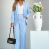 Blue Women Trousers in Pants, Trousers, Shorts with Cotton, Spandex and Polyester