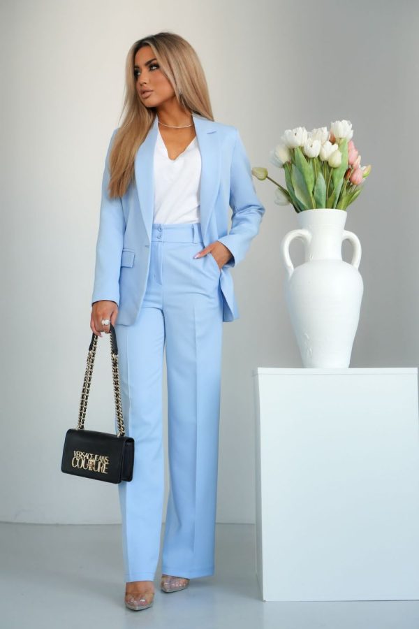 Blue Women Trousers in Pants, Trousers, Shorts with Cotton, Spandex and Polyester