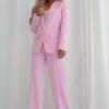 Pink Women Trousers in Pants, Trousers, Shorts with Cotton, Spandex and Polyester