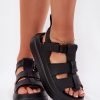 Black Platform Sandals in Sandals & Flip-Flops For Women with Fabric, Footbed and Platform Height