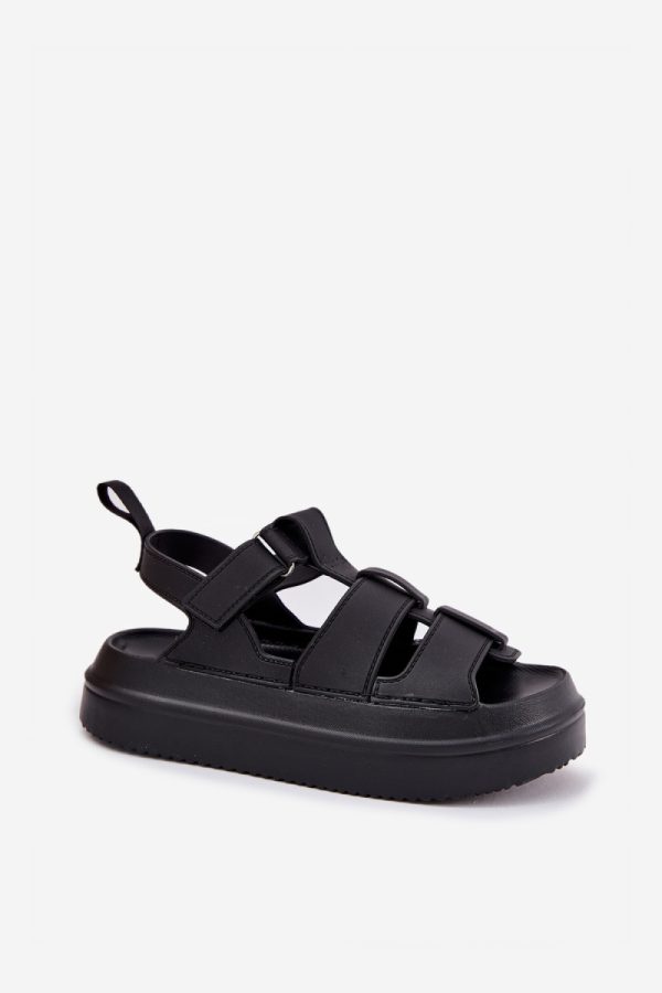 Black Platform Sandals in Sandals & Flip-Flops For Women with Fabric, Footbed and Platform Height