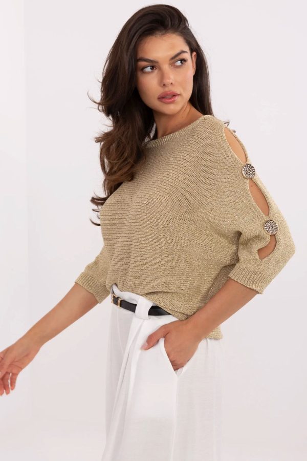 Yellow Jumper in Sweaters, Pullovers, Jumpers, Turtlenecks, Boleros, Shrugs with Metallic Yarn and Viscose