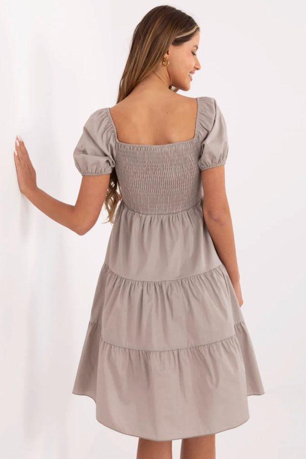 Beige Daydress in Day Dresses with Cotton and Spandex