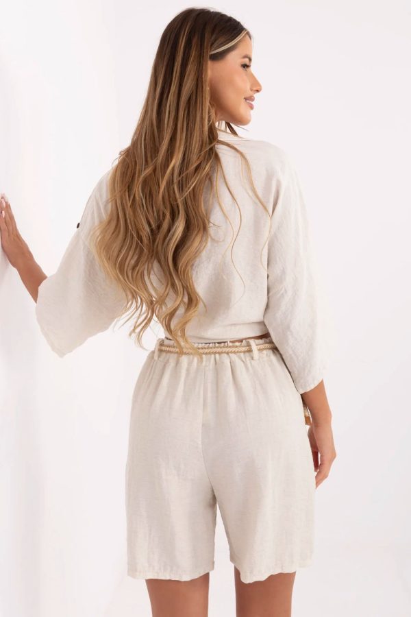 Beige Shorts in Shorts For Women, Crop Pants with Len and Viscose