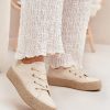 Beige Sneakers in Women`s Athletic Shoes, Trainers, Sneakers with Fabric, Footbed, Upper Height and Platform Height