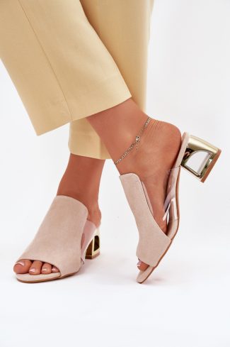 1083206.jpg Beige Heeled Sandals in Sandals & Flip-Flops For Women with Fabric, Footbed and Heel Height