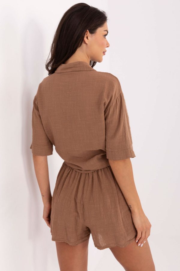 Brown Set in Pants, Trousers, Shorts with Cotton