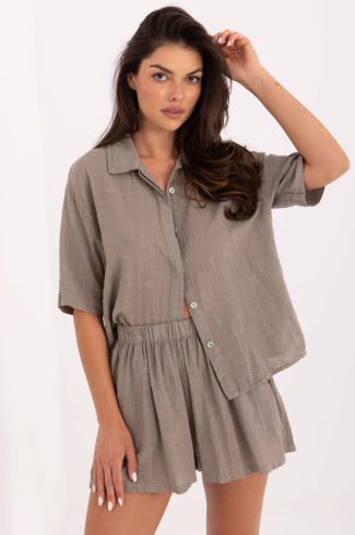 Beige Set in Pants, Trousers, Shorts with Cotton