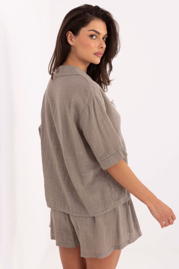 Beige Set in Pants, Trousers, Shorts with Cotton
