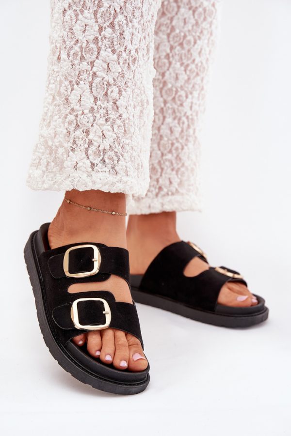 Black Platform Sandals in Sandals & Flip-Flops For Women with Fabric, Footbed and Platform Height