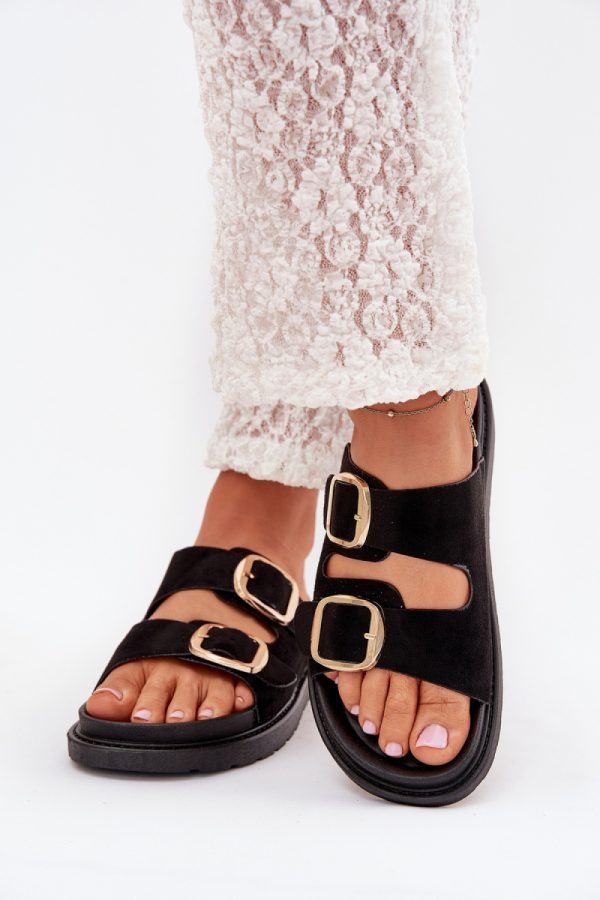Black Platform Sandals in Sandals & Flip-Flops For Women with Fabric, Footbed and Platform Height