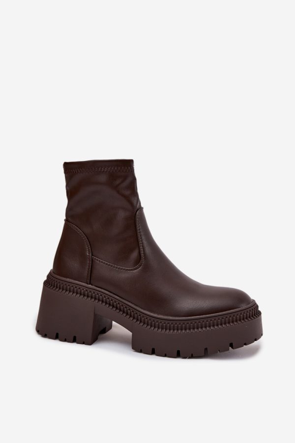 Brown Boots in Women`s Ankle Boots & Booties with Fabric, Footbed, Upper Height, Heel Height and Platform Height