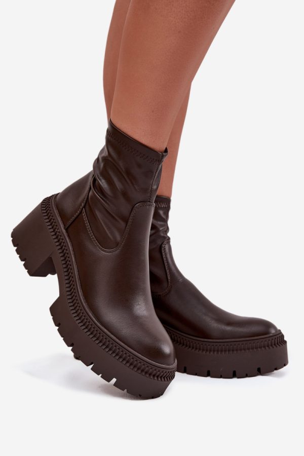 Brown Boots in Women`s Ankle Boots & Booties with Fabric, Footbed, Upper Height, Heel Height and Platform Height