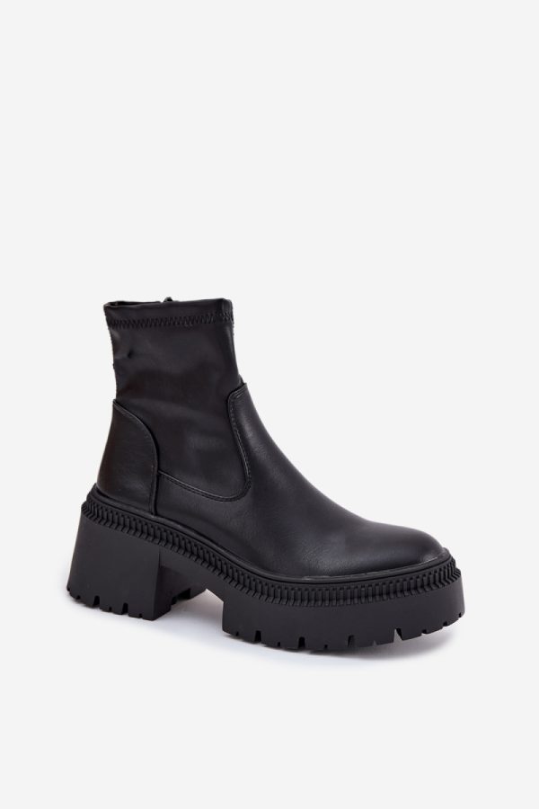 Black Boots in Women`s Ankle Boots & Booties with Fabric, Footbed, Upper Height, Heel Height and Platform Height