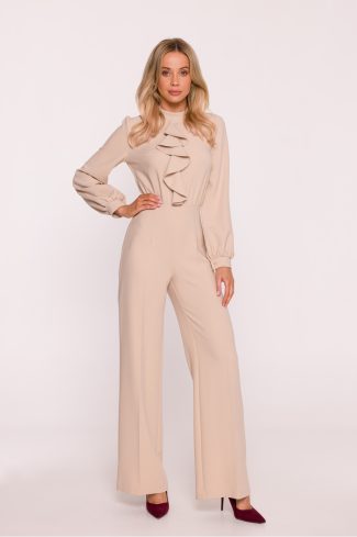 1090991.jpg Beige Suit in Playsuits For Women with Spandex, Polyester and Viscose