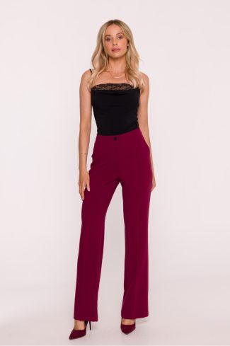 1091011.jpg Red Women Trousers in Pants, Trousers, Shorts with Spandex, Polyester and Viscose