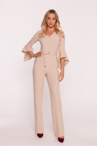1091037.jpg Beige Suit in Playsuits For Women with Spandex, Polyester and Viscose