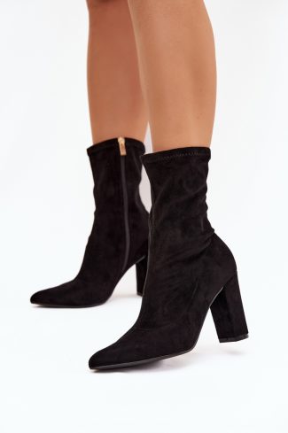 1092460.jpg Black Heel Boots in Women`s Ankle Boots & Booties with Fabric, Footbed, Upper Height and Heel Height