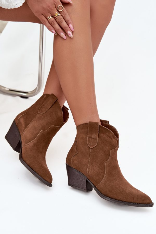 Brown Heel Boots in Women`s Ankle Boots & Booties with Fabric, Warmers, Footbed, Upper Height and Heel Height