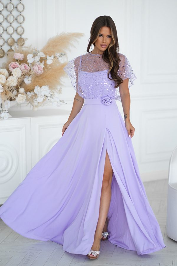 Violet Long Dress in Evening Dresses with Spandex and Polyester