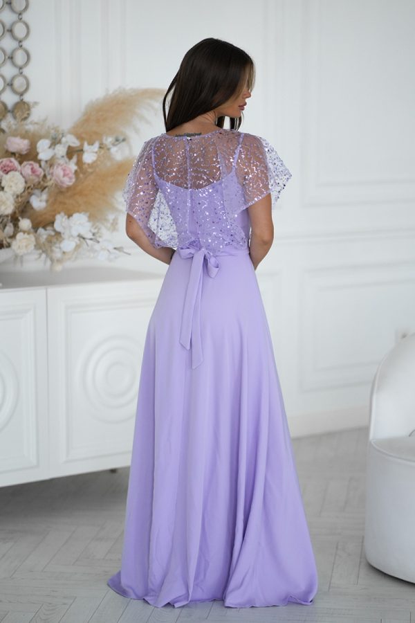Violet Long Dress in Evening Dresses with Spandex and Polyester