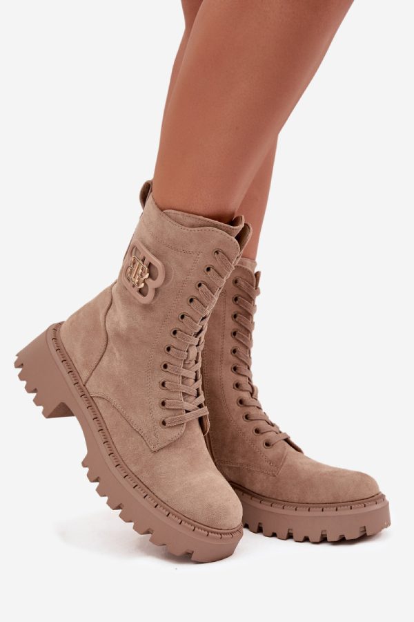 Beige Bootie in Women`s Ankle Boots & Booties with Fabric, Warmers, Footbed, Upper Height, Heel Height and Platform Height