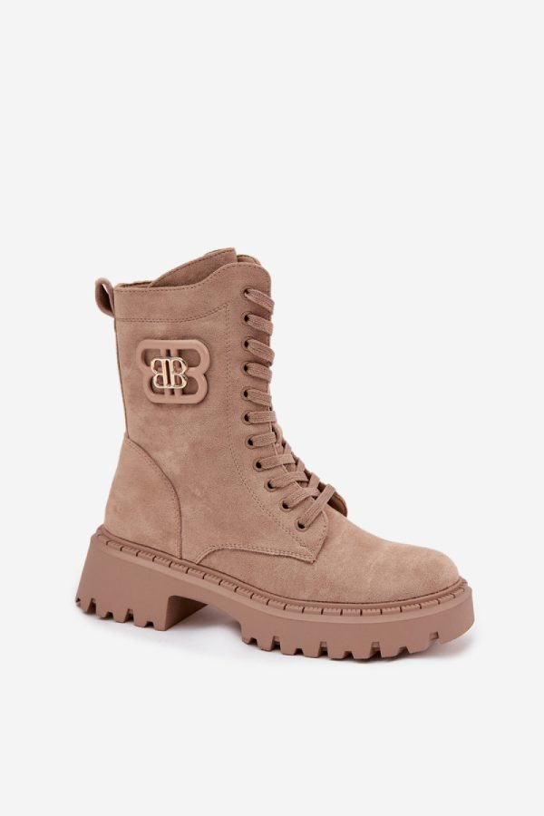 Beige Bootie in Women`s Ankle Boots & Booties with Fabric, Warmers, Footbed, Upper Height, Heel Height and Platform Height