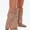 Beige Heel Boots in Women`s Ankle Boots & Booties with Fabric, Warmers, Footbed, Upper Height and Heel Height