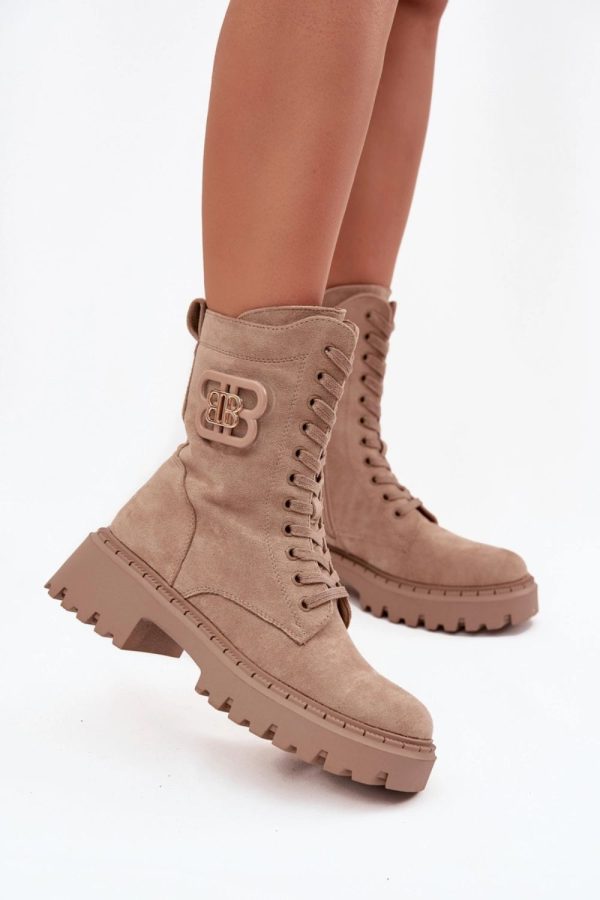Beige Bootie in Women`s Ankle Boots & Booties with Fabric, Warmers, Footbed, Upper Height, Heel Height and Platform Height
