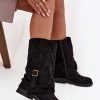 Black Thigh-Hight Boots in Over The Knee High Boots, Thigh High Boots with Fabric, Warmers, Footbed, Upper Height and Heel Height