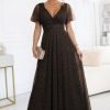 Brown Long Dress in Evening Dresses with Spandex and Polyester