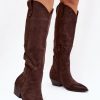 Brown Heel Boots in Over The Knee High Boots, Thigh High Boots with Fabric, Footbed, Upper Height and Heel Height