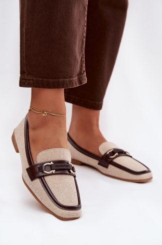 Brown Loafers in Moccasins, Loafers with Fabric, Footbed, Upper Height and Sole Height