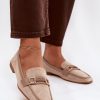Beige Loafers in Moccasins, Loafers with Fabric, Footbed, Upper Height and Sole Height