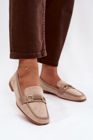 1111415.jpg Beige Loafers in Moccasins, Loafers with Fabric, Footbed, Upper Height and Sole Height