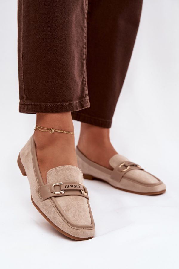 Beige Loafers in Moccasins, Loafers with Fabric, Footbed, Upper Height and Sole Height