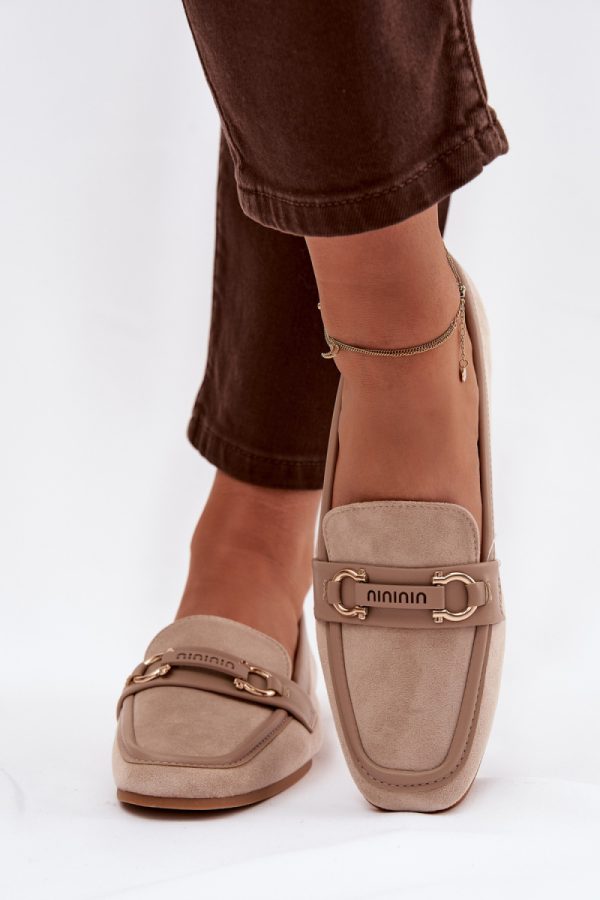 Beige Loafers in Moccasins, Loafers with Fabric, Footbed, Upper Height and Sole Height