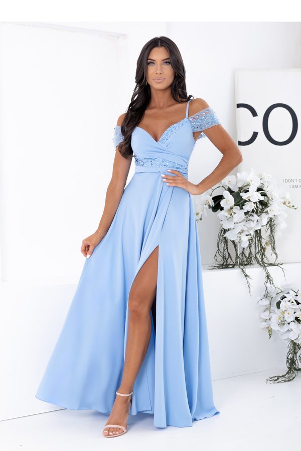 Blue Long Dress in Evening Dresses with Cotton, Spandex and Polyester