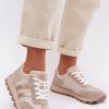 Beige Sport Shoes in Women`s Athletic Shoes, Trainers, Sneakers with Fabric, Footbed, Upper Height and Sole Height