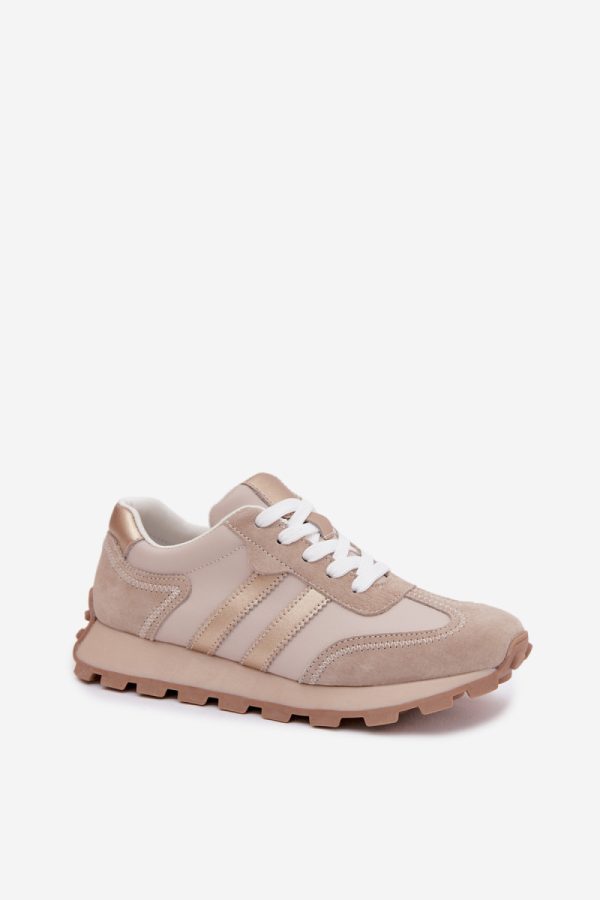 Beige Sport Shoes in Women`s Athletic Shoes, Trainers, Sneakers with Fabric, Footbed, Upper Height and Sole Height