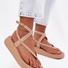 Beige Platform Sandals in Sandals & Flip-Flops For Women with Fabric, Footbed and Platform Height