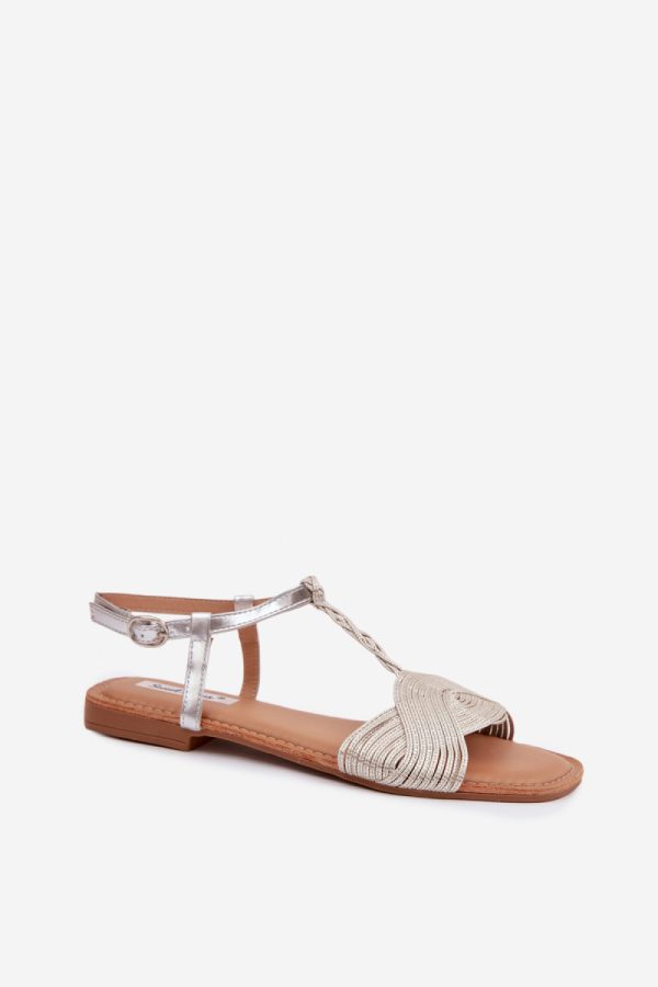 Grey Sandals in Sandals & Flip-Flops For Women with Fabric, Footbed and Heel Height