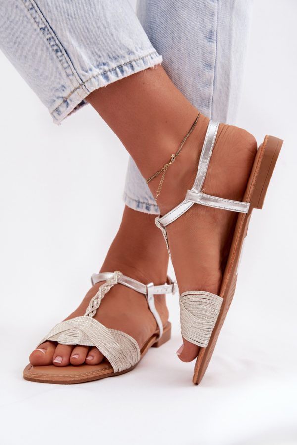 Grey Sandals in Sandals & Flip-Flops For Women with Fabric, Footbed and Heel Height