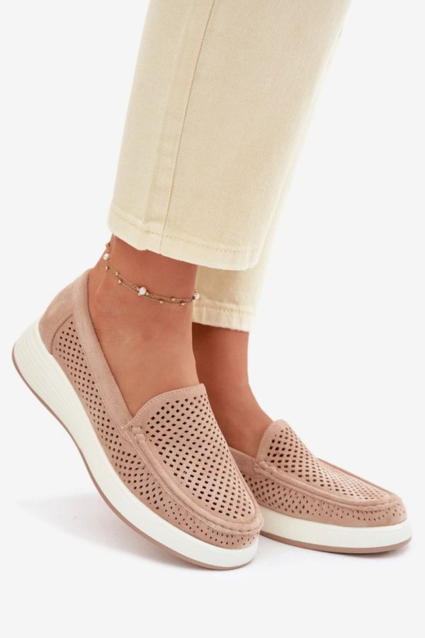 Beige Mocassin in Moccasins, Loafers with Fabric, Footbed, Upper Height and Sole Height