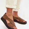 Brown Sandals in Sandals & Flip-Flops For Women with Fabric, Footbed and Platform Height
